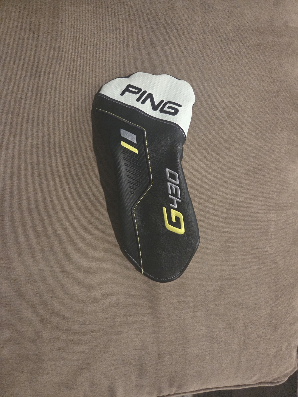 PING Black and White G430 Driver Headcover with Yellow Accents